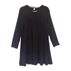 Old Navy Swing Dress Long Sleeve knit Black Large goth boho layer